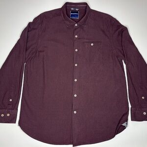 Tommy Bahama Silk Blend Button Up Shirt XL Maroon Textured